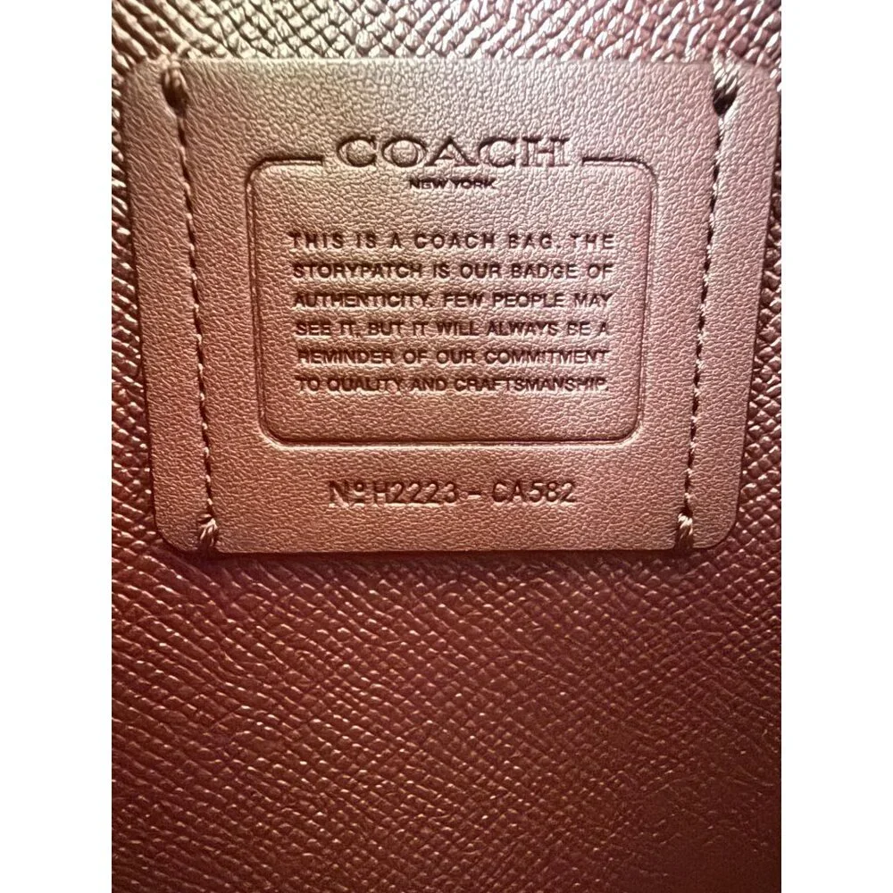 Coach Town Bucket Bag Red Brown Monogram Coated Canva Leather WT Matching Wallet